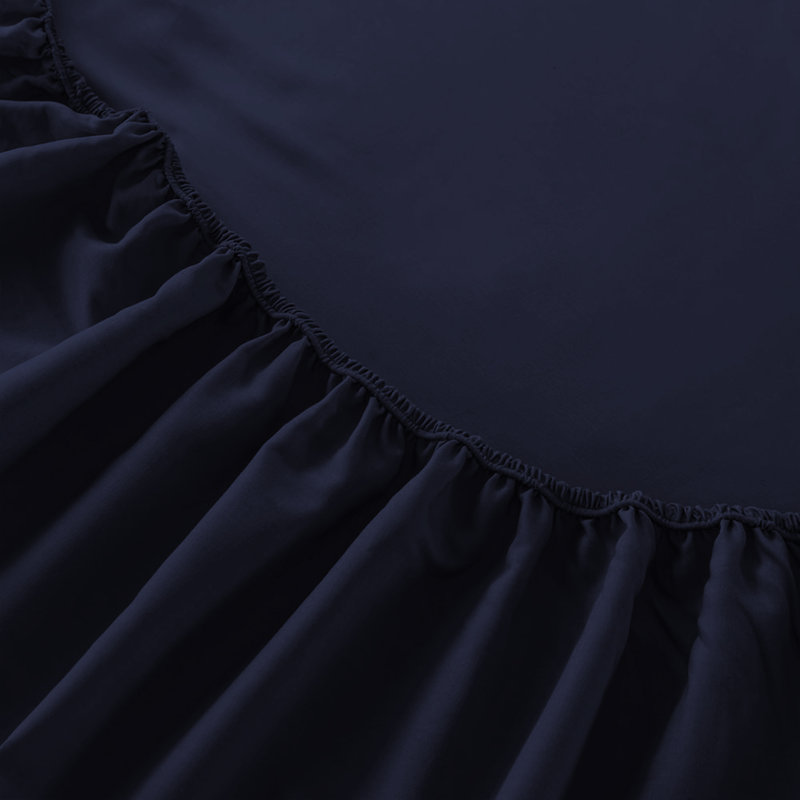 Mieasha Microfiber Plain Weave Fitted Sheet, Navy Blue, Double (4'6)