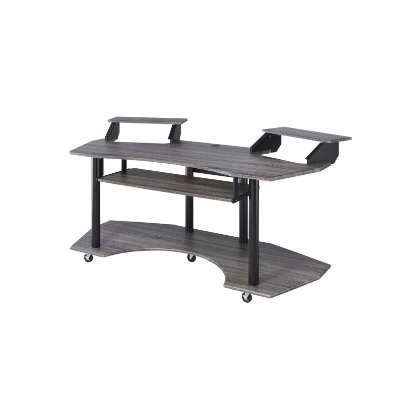 71" Desk In Black Oak Finish - Modern Workspace Solution Music Writing Functional Design