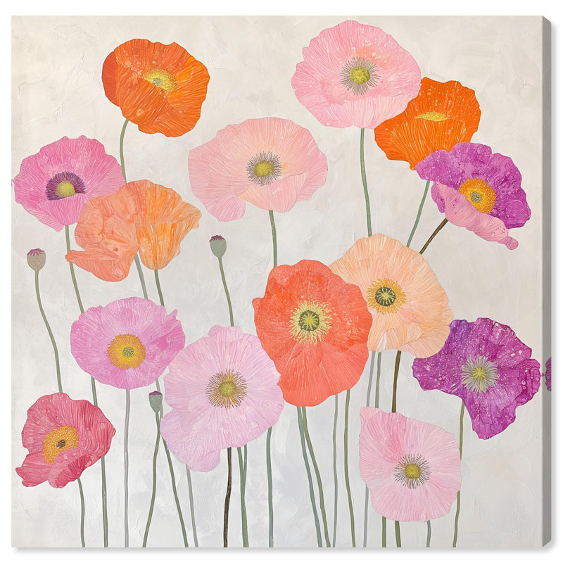 «Sunset Poppy Chorus I» par Art Remedy, Toile tendue, H 20 po x l 20 po, Toile tendue