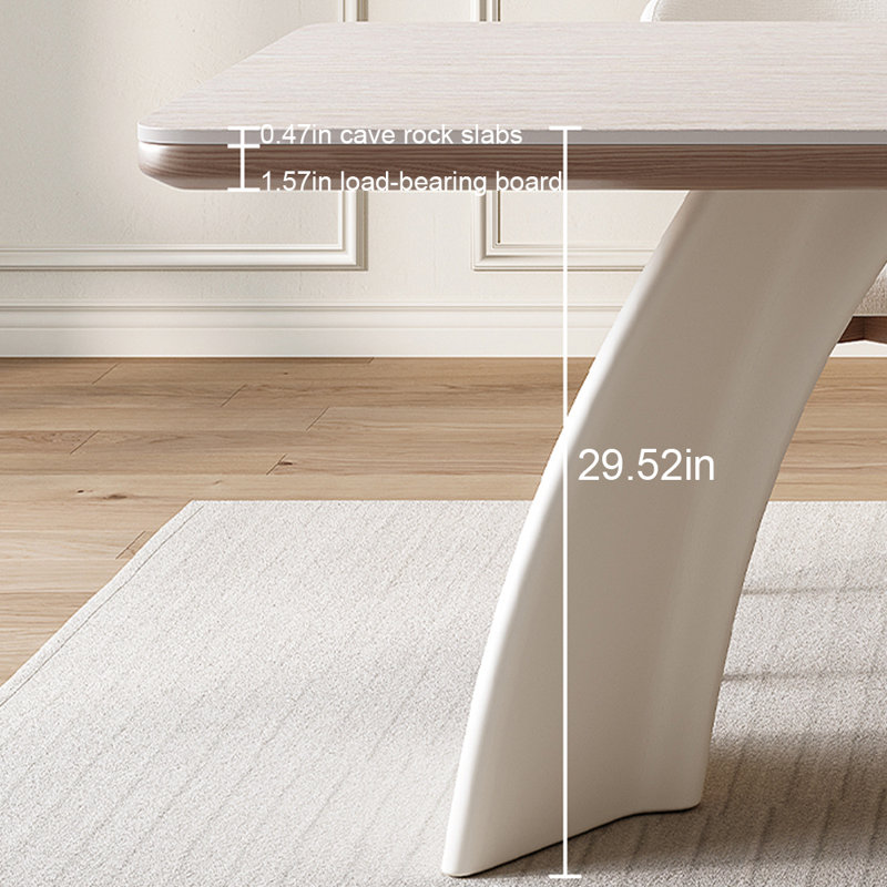 Table de salle à manger crème, H 29,52 po x L 55,11 po x l 31,49 po