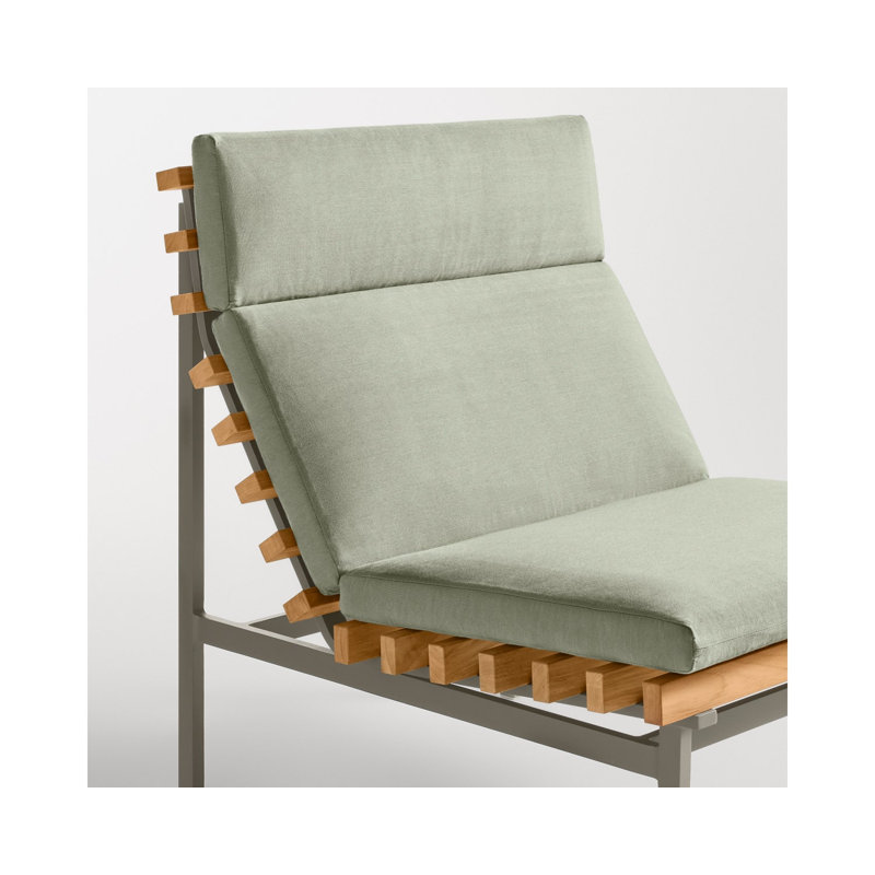 Perch Outdoor Teak Chaise Lounge, Sunbrella Linen, Charcoal