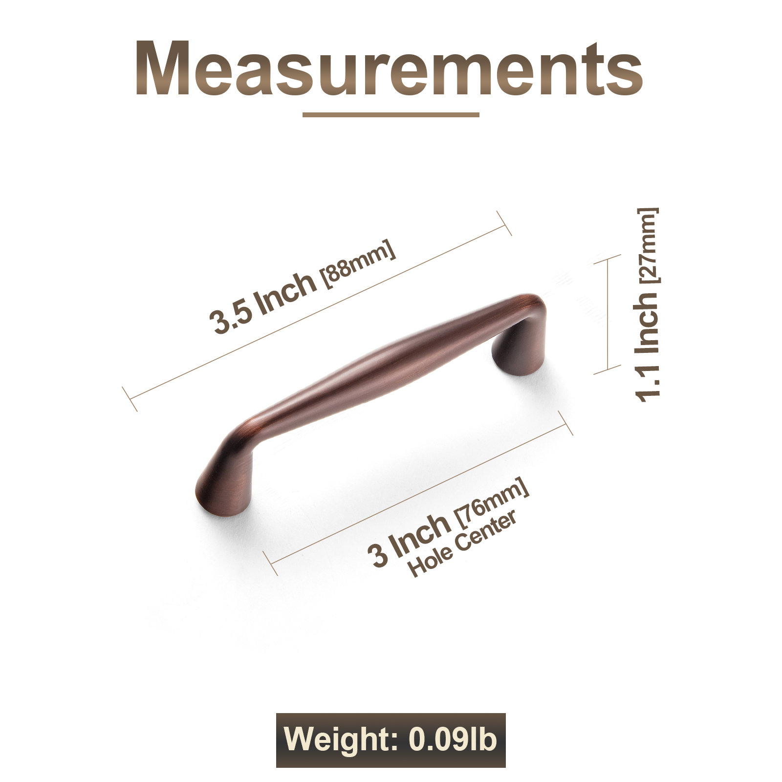 Center Bar Pull Multipack , Oil Rubbed Bronze, 3"