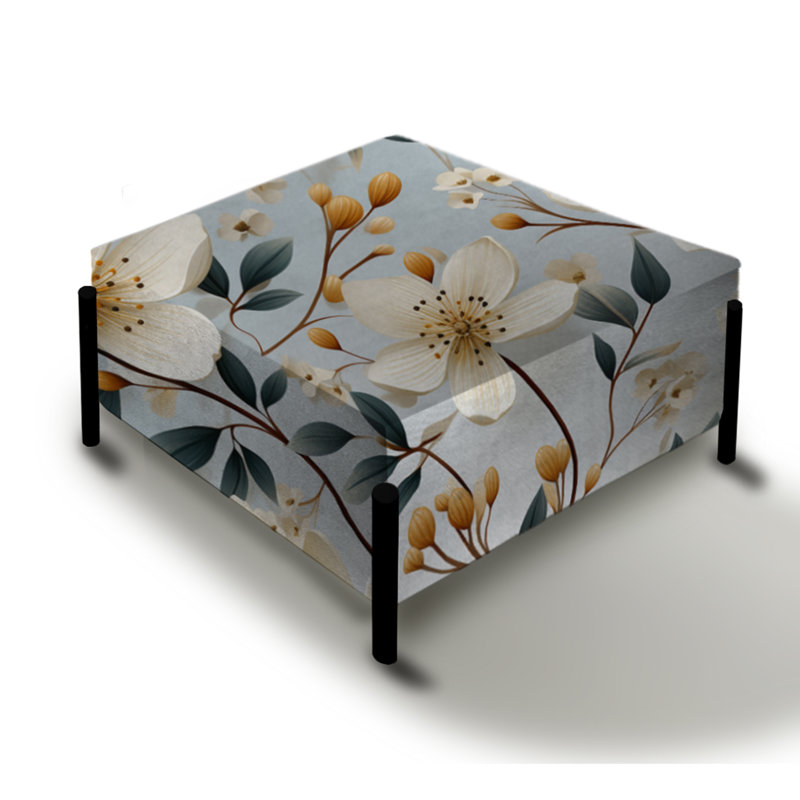 Ivoire Coastal Elegance Floral Motif III - Grand repose-pieds carré floral