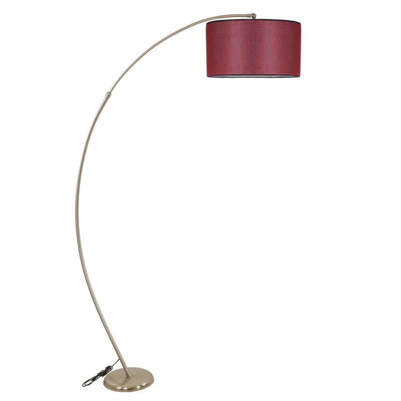 Emelia 185cm Arched Floor Lamp, Bronze, Claret Red