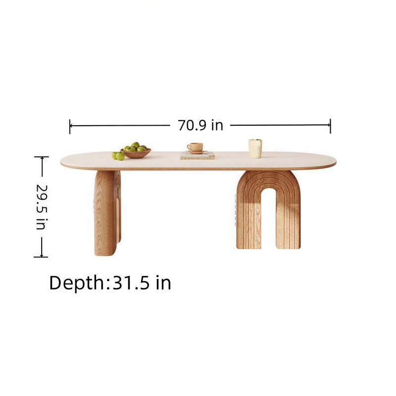 Table de salle à manger rectangulaire, H 29,5 po x L 31,5 po x l 70,9 po