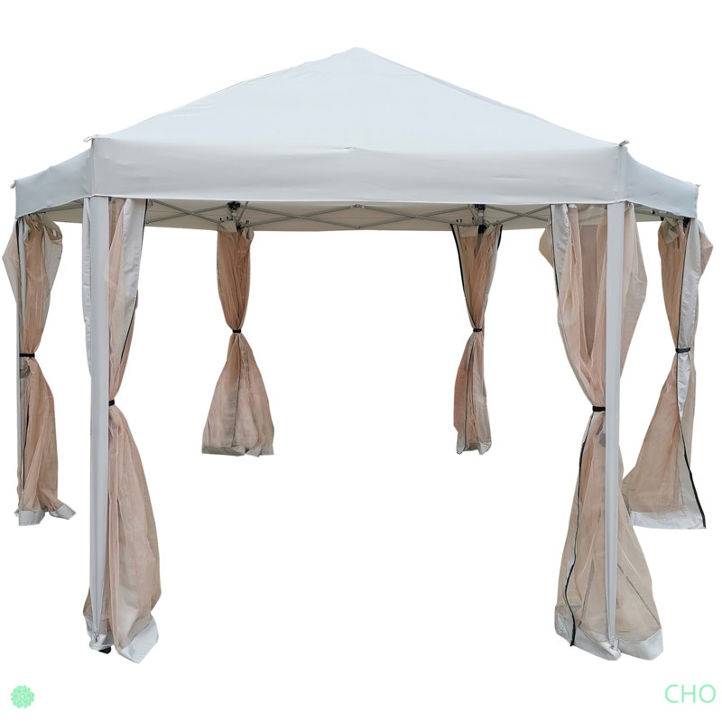 Pop-Up Gazebo Tent Outdoor Canopy Hexagonal Canopies Gazebos & Pergolas 6 Sided For Patio Garden Backyard Sun Shelter BBQ Garden Events With Strong Steel Frame Storage Bag