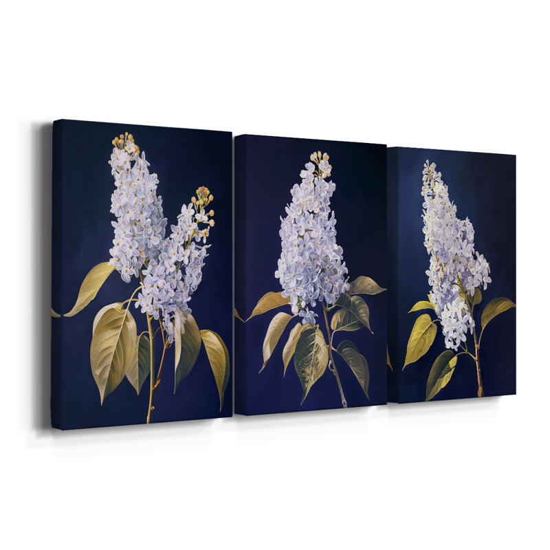 Série d'étude florale LX - ensemble de 3 toiles tendues avec châssis - prêt à être accroché