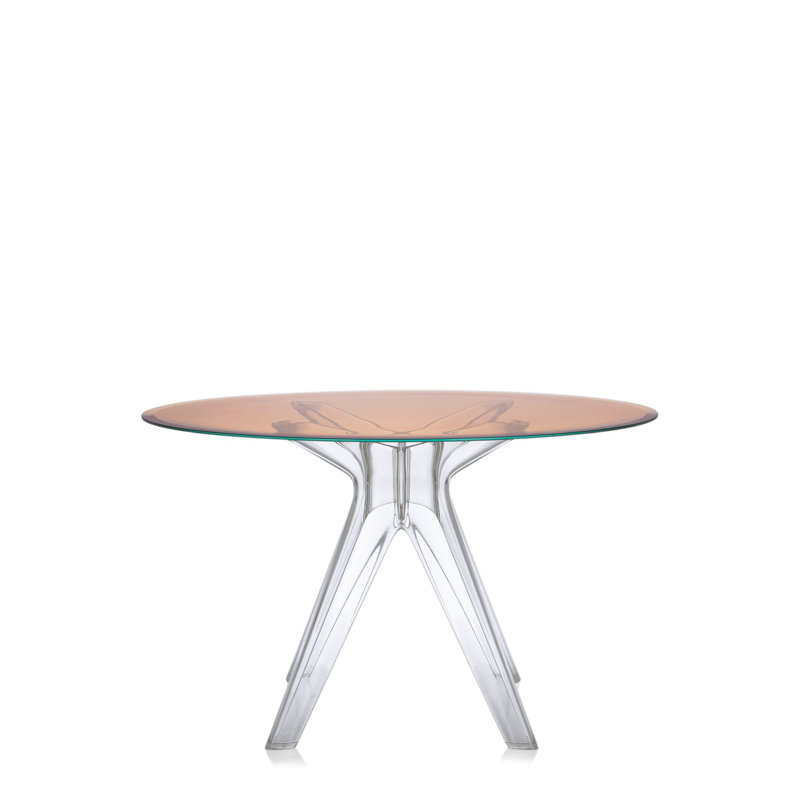 Sir Gio Round Glass Top Dining Table, Transparent, Bronze