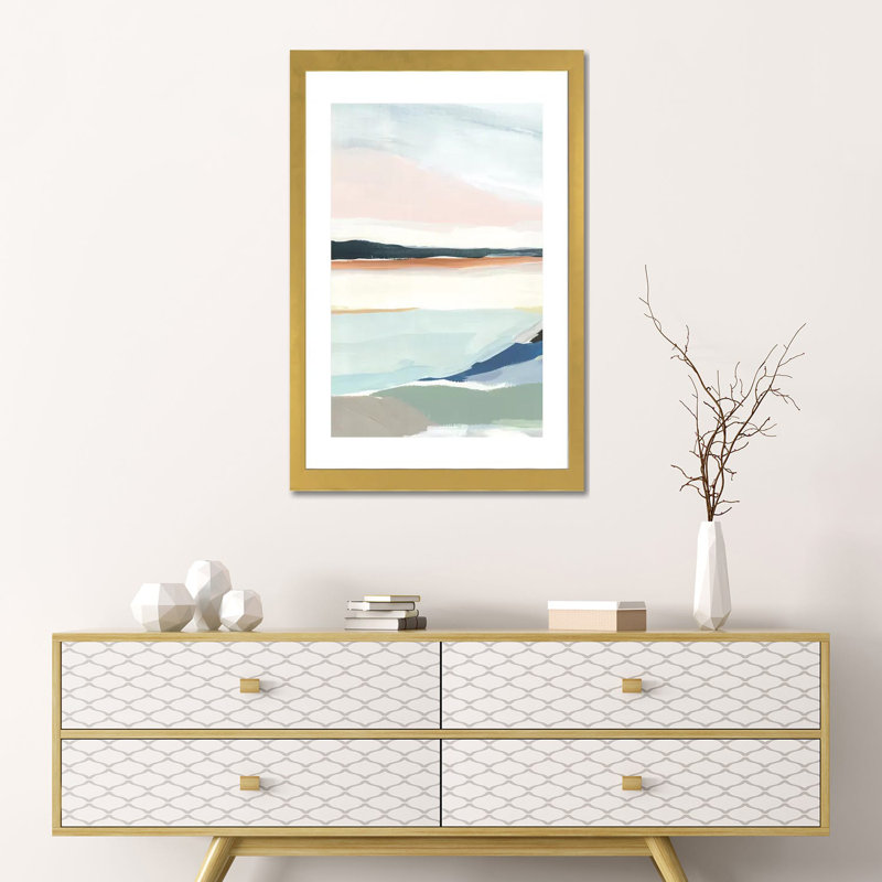 «Seaside Day II» par Isabelle Z - reproduction d'art, H 24 po x l 16 po x P 1 po, Papier encadré doré, Blanc