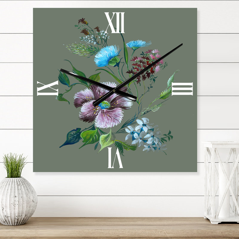 Horloge murale traditionnelle mauve et turquoise, Grand