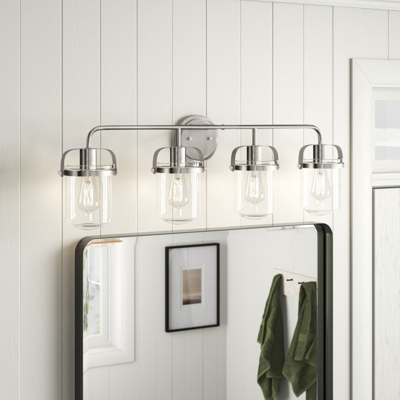 Éclairage pour salle de bain à intensité variable 4 lumières Georgetown, Nickel brossé