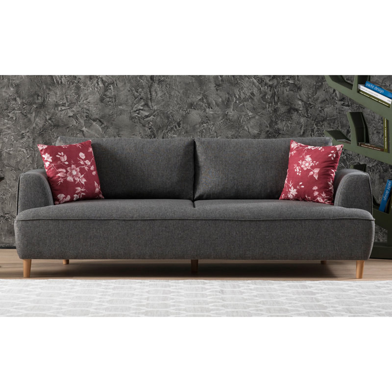 Canapé rembourré 90,6 po Gwain, 100 % polyester gris foncé