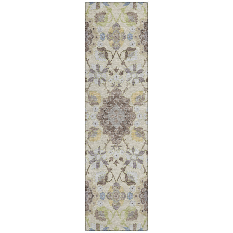 Vespera Ivory Washable Indoor-Outdoor Rug - , 2'3" x 7'6"