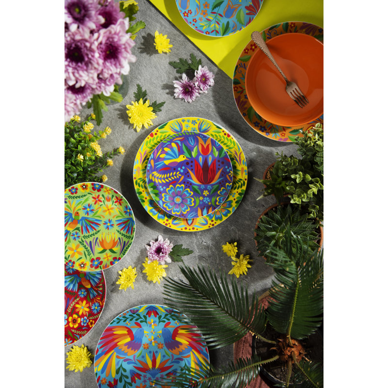 Mexican Flowers Piece Porcelain Dinnerware Set - Service for 6