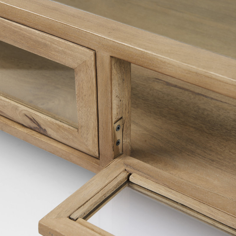 Warner Coffee Table with Storage, 15" x 43.5" x 42", Light Brown, Black