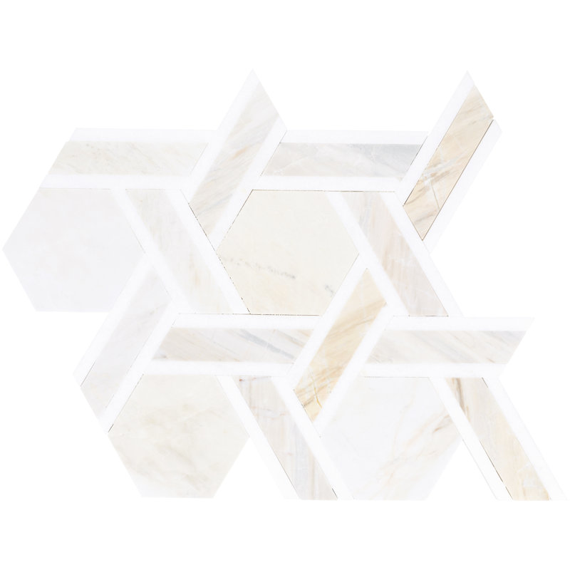 Daltile Fonte Natural Stone Rotating Hexagon Mosaic (10 PC Per Carton) (8.40 SQFT Per Carton), White