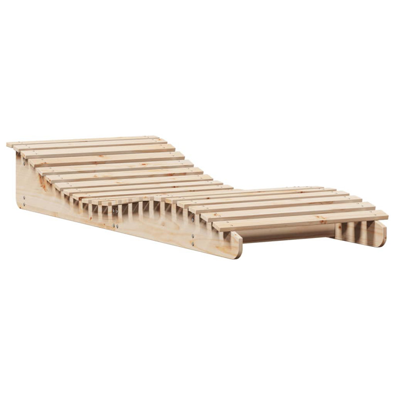  Chaise longue en bois de pin massif Sun Lounger, Beige