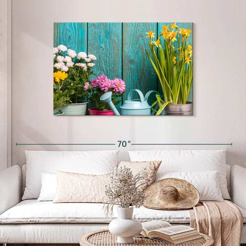 Senne Flowers In Tin Pots, 30" H x 45" W