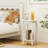 2-Tier Round End Table Narrow Sofa Side Nightstand w/ Storage Shelf & Wood Legs-630369152