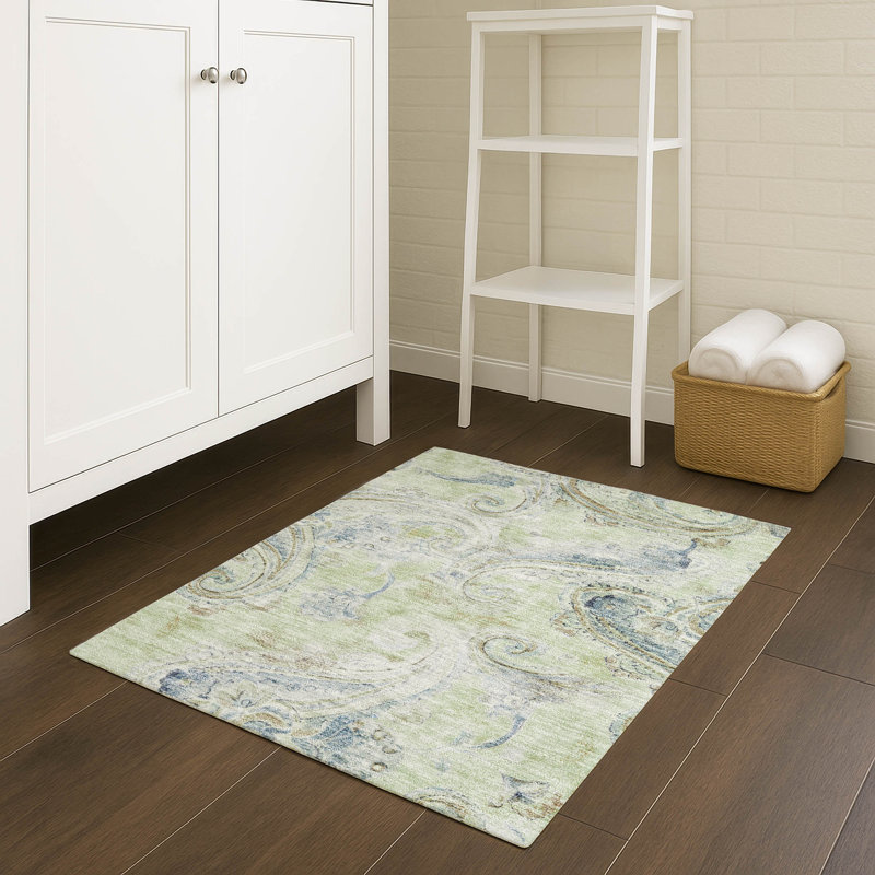 Machine Washable Indoor/Outdoor Chantille ACN2747 Paisley Rug, Aloe, 2'6" x 3'10"