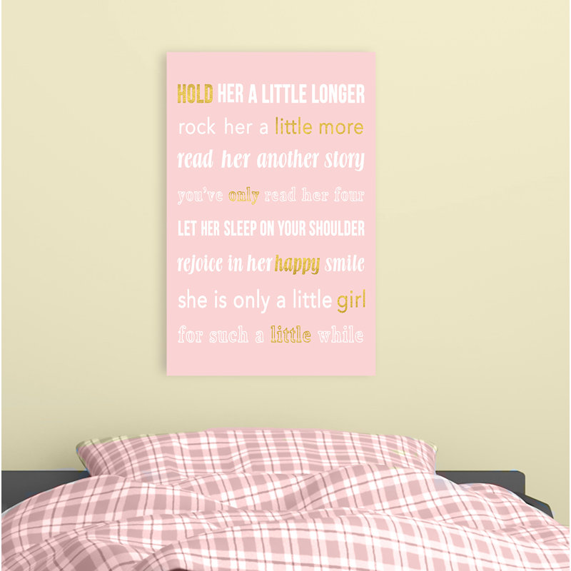«Hold Her a a long long», plaque murale rose, Plaque en bois, H 15 po x l 10 po x P 0,5 po