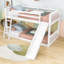 Lit superposé simple au-dessus de lit simple en bois avec garde-corps, glissoire et échelle modifiables-1277586954