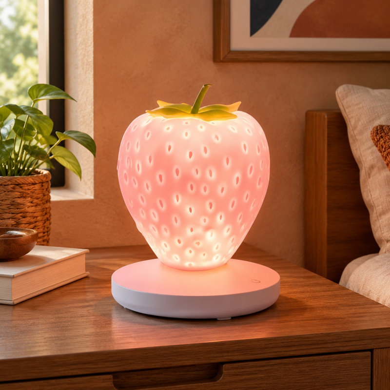 Shaped like a strawberry, this silicone USB-rechargeable nightlight offers 3 touch-controlled brightness settings, a soft dimmable LED glow, and up to 34 Hours of runtime on Low for bedrooms or holiday gift giving.