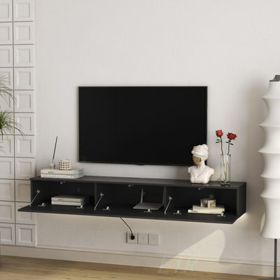 Meuble télé moderne flottant fixé au mur avec 16 couleurs DEL