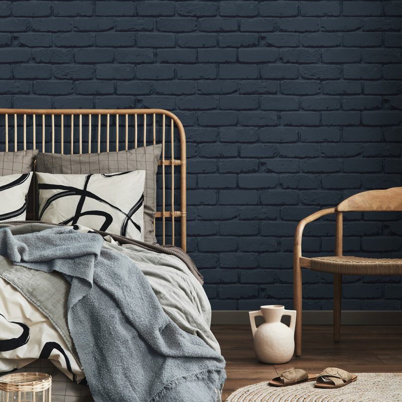 Pungoteague 1.7m x 2.5cm Wallpaper Roll, Navy
