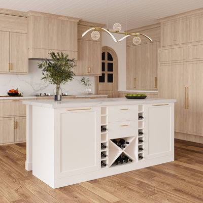 72" Stationary Wood Kitchen lsland with Wine Storage,Kitchen Island with Cabinet,Drawer & Shelves,Island Table for Meal Prep,Dining Room & Home Bar