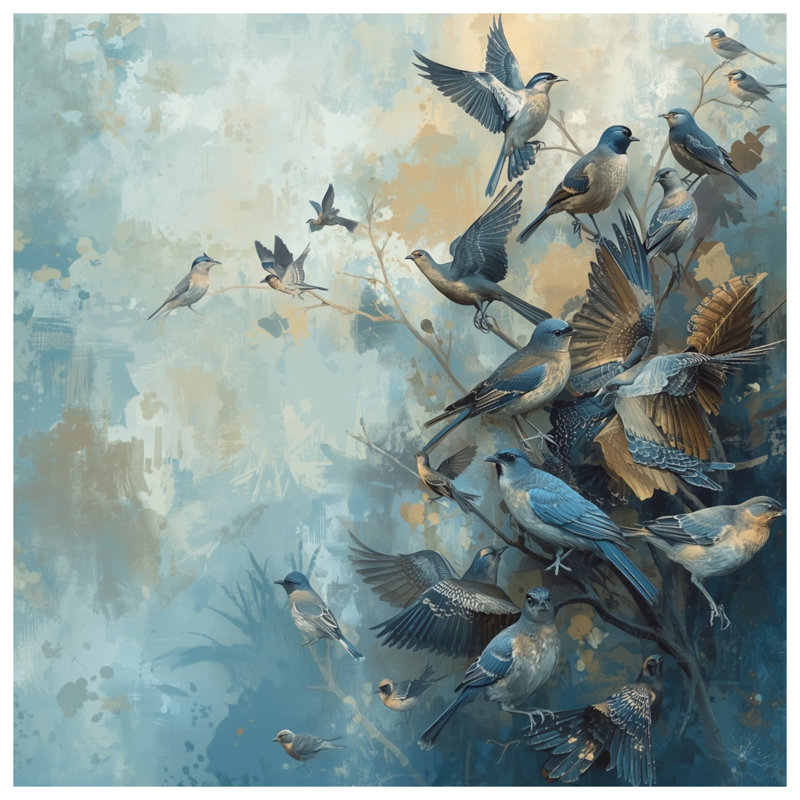 Oiseaux bleus en vol housses de couette, Grand lit