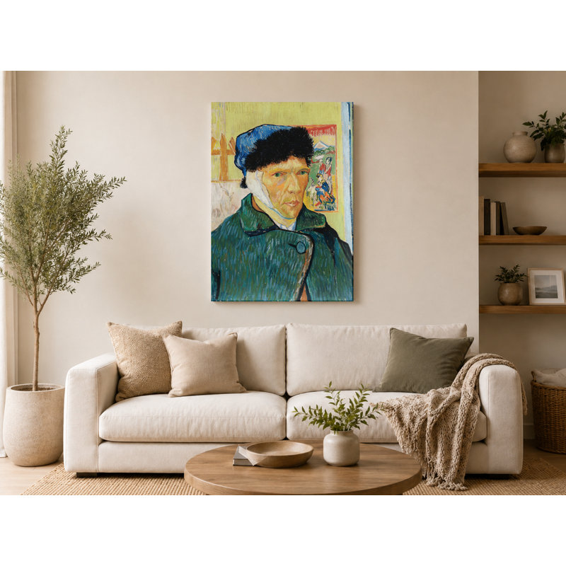 Autoportrait avec oreille bandée (1889) - Art mural sur toile, 18" W x 12" H