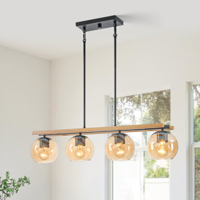 4-light Island Pendant With Tawny Glass Shades