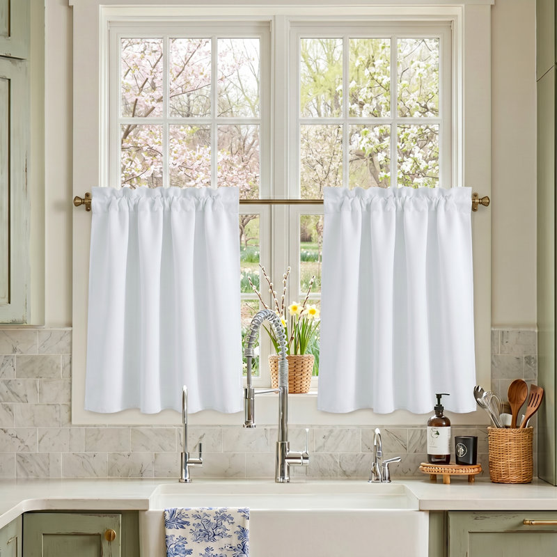 Polyester Blackout Rod Pocket Valance, Pure White, 42" W x 24" L