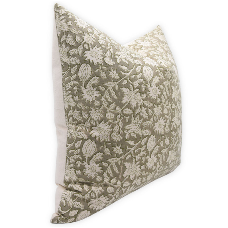 Fabdivine Manikarnika Block Printed Cotton Floral Cushion Cover Handmade Bohemian Home Accent 14X36 Inch, Rectangular