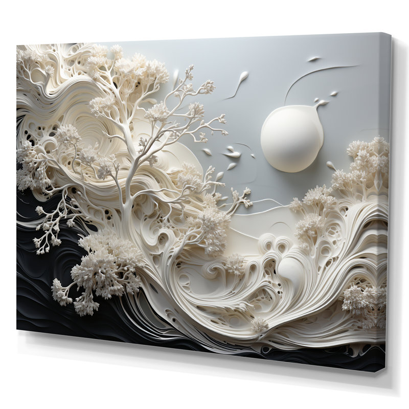 Gray Abstract Corals - Coastal Coral Under Water Canvas Art, Wrapped Canvas, 34" H x 44" W x 1.5" D