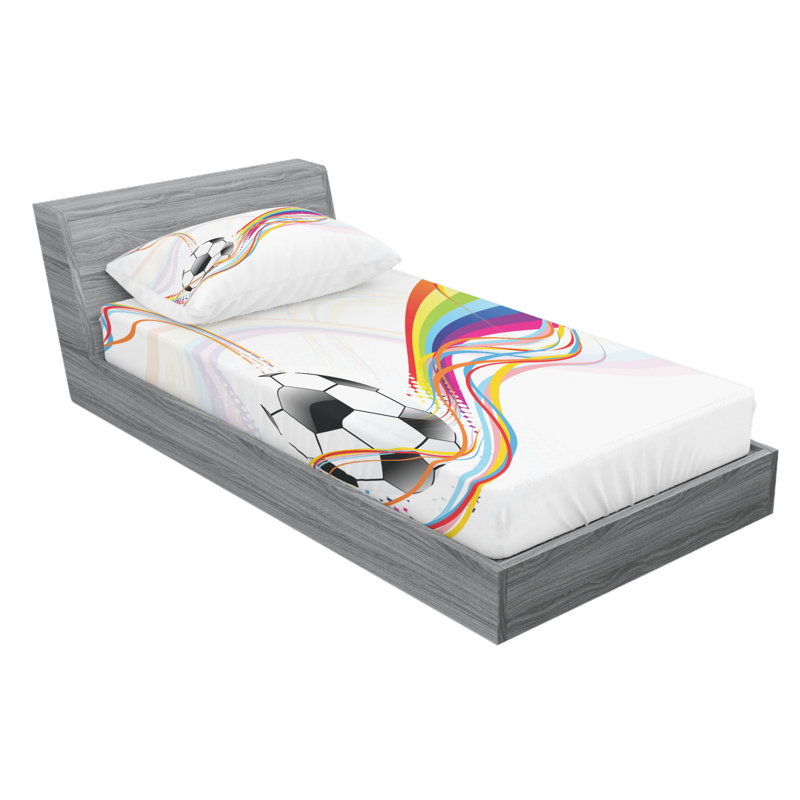 Soccer Microfiber Sheet Set, Twin Sheet Set + Fitted Sheet + 1 Pillowcase