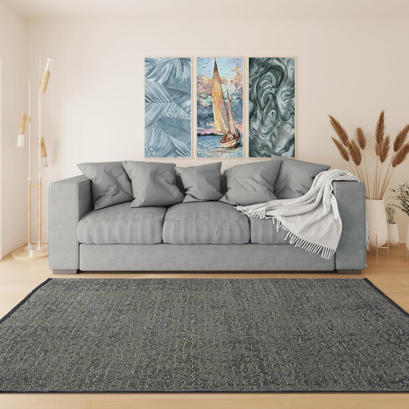 Ruglenza Modern Woven Rug - Washable Soft Touch Carpet, Non Slip Base, Easy Clean Wool Blend Texture, Decorative Area Rug for Living Room & Bedroom