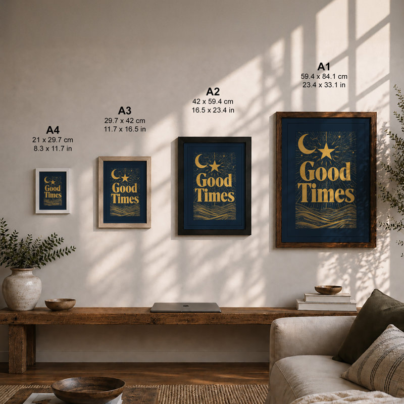 Good Times Typography - Print, A3 - 42.0 x 29.7 cm, White