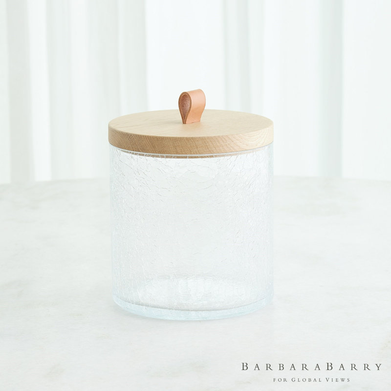 Crackle Glass Canister w/Lid, 88 oz