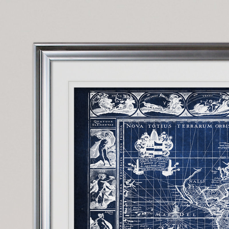 « rétro world map viii », impression, Argent, H 31 po x l 43 po x P 1,5 po