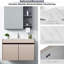 Comptoir de meuble-lavabo 43 po - Pierre frittée blanche avec trous de robinet pré-percés et dosseret central 43 po, dosseret, option de trou