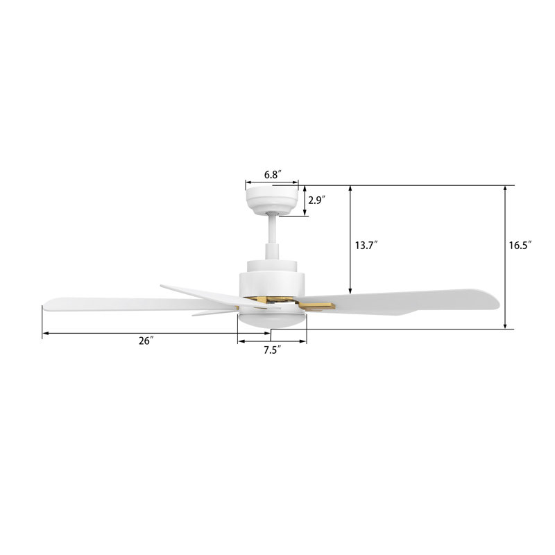 Olinda 52'' Smart Ceiling Fan with Remote, Light Kit Included,Works with Google Assistant and Amazon Alexa,Siri Shortcut.