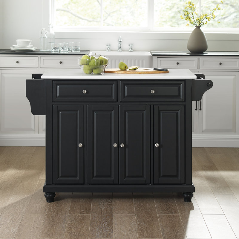 Baines Granite Top Kitchen Island, Black