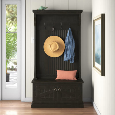 Kinley Solid Wood Hall Tree with Bench and Shoe Storage by Longshore Tides