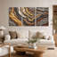 "Wavy" brun et noir, texture de grain de bois noir, ensemble de 3 toiles-768246121