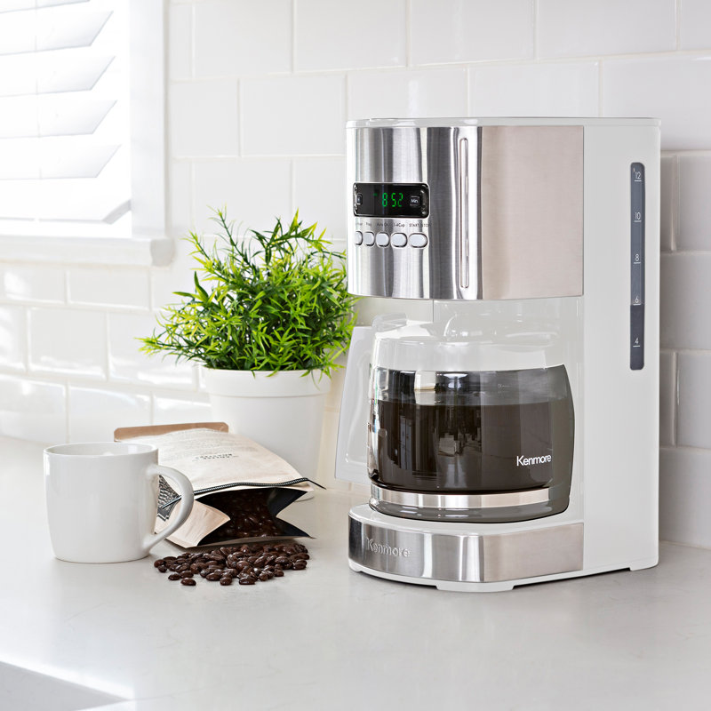 Cafetière programmable avec filtre réutilisable Kenmore, Blanc