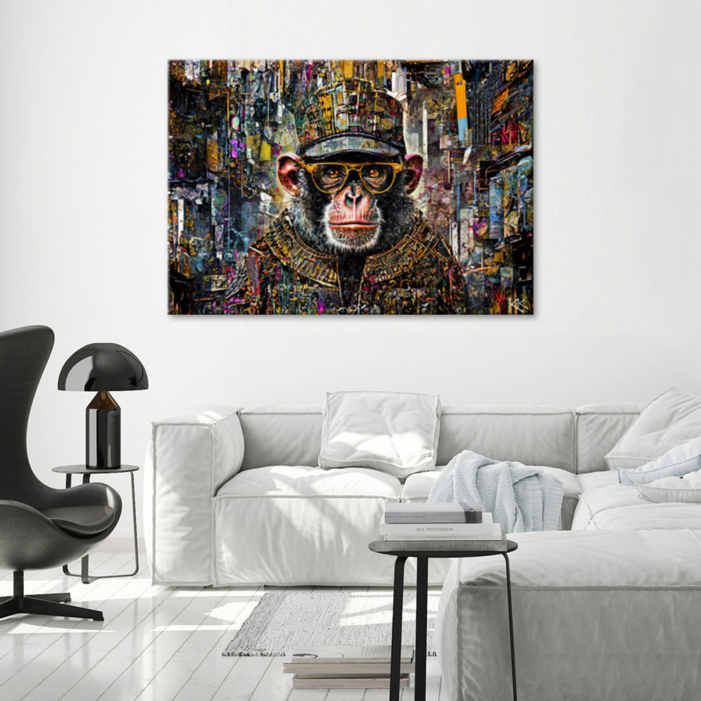 Leinwanddruck, Affe mit bunten Akzenten - Wrapped Canvas Print