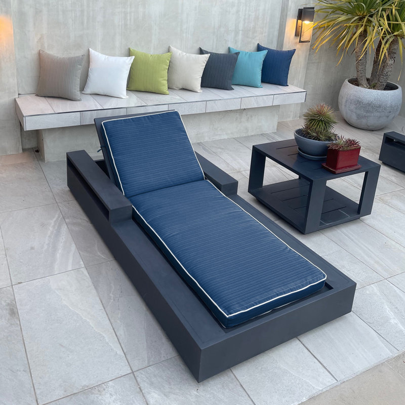 Chaise Lounge With Cord Polyester Padded Fill., Indigo