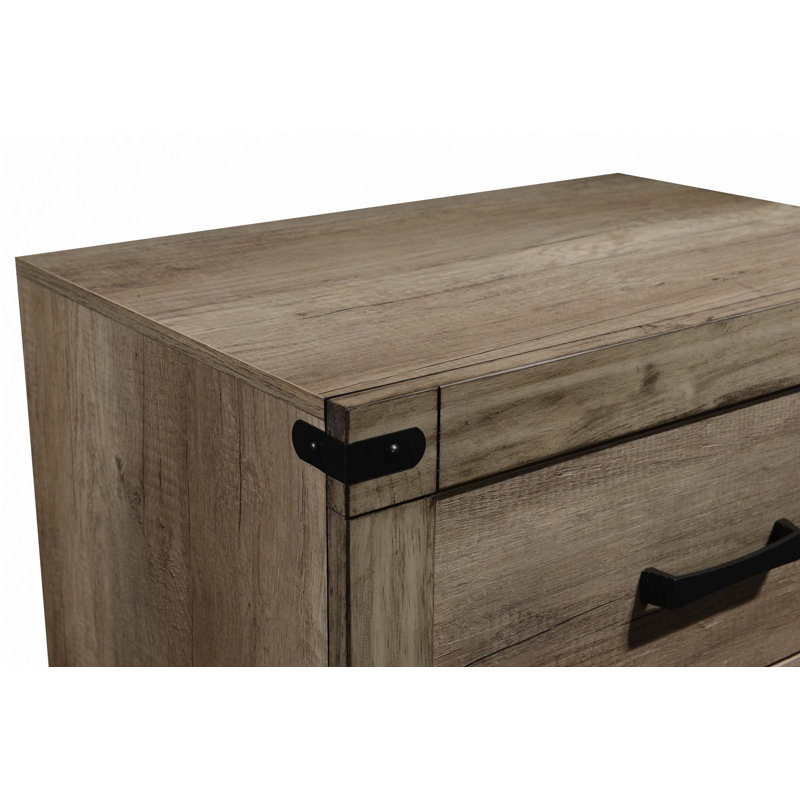 Nightstand End Table Brown Melamine Finish Rustic